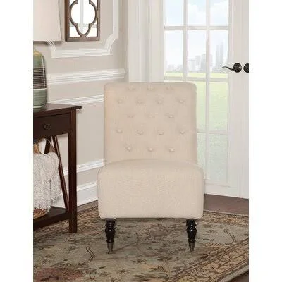 Newsom 23.5x22 W Tufted Linen Blend Slipper Chair Alcott Hill Fabric: Burnished Bronze Linen Blend