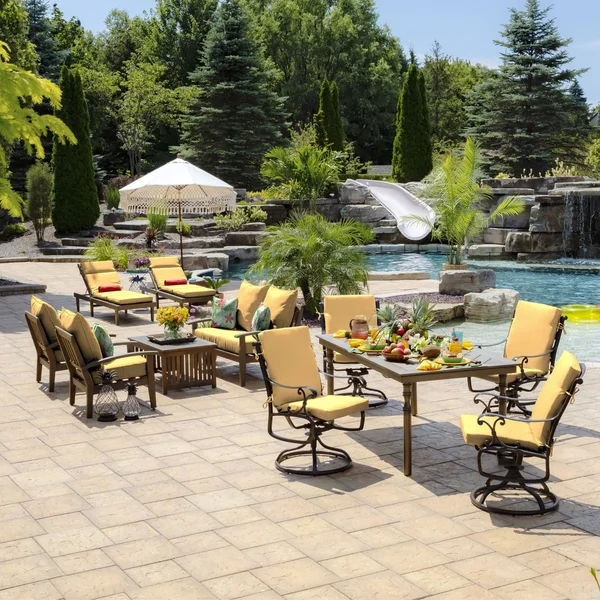Shirt Texture Deep Seat Outdoor Cushion Set Yellow - Arden Selections