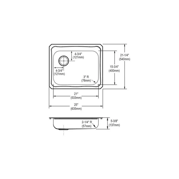 Elkay GECR2521L1 Celebrity Single Bowl Kitchen Sink