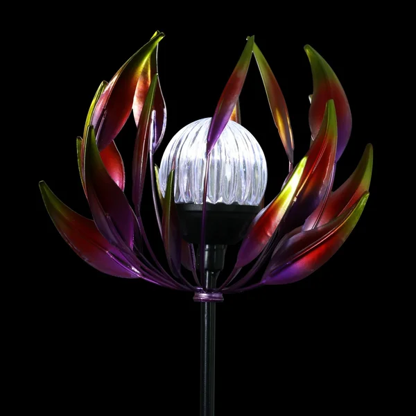 Exhart Solar Spinning Flower with LED Crackle Ball 3.48 ft. Green Metal Garden Stake