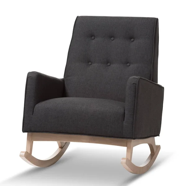 Mid Century Fabric Rocking Chair by Baxton Studio Charcoal