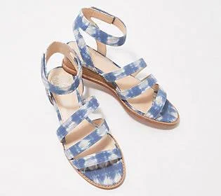 Vince Camuto Leather Demi-Wedge Sandals -Resensa - Size 8-1/2 Medium, Bluesy