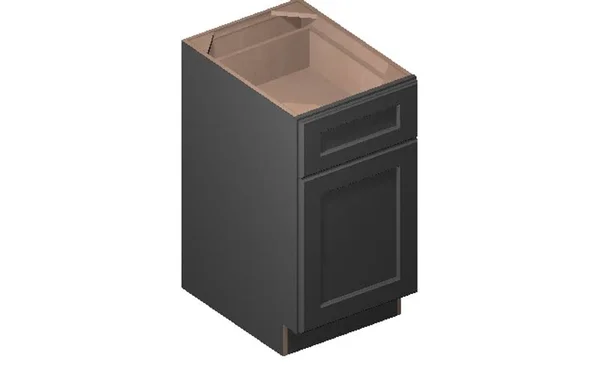 Wilora Hawthorne Shaker Grey 18x22 x 34.5x22 x 24x22 1 DOOR, 1 Drawer, 1 Shelf, 1 Rollout Shelf Base Cabinet, High-Density Fibe