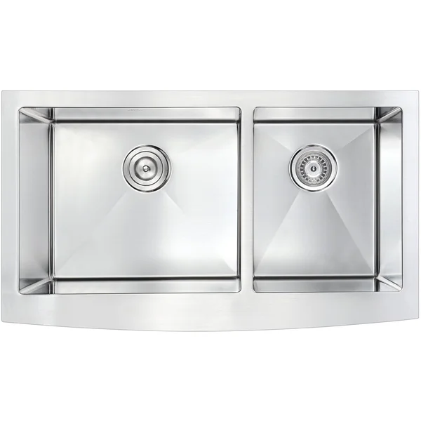 Anzzi KAZ3320-031 Elysian Farmhouse 33 in. Double Bowl Kitchen Sink with Accent Faucet in Polished Chrome