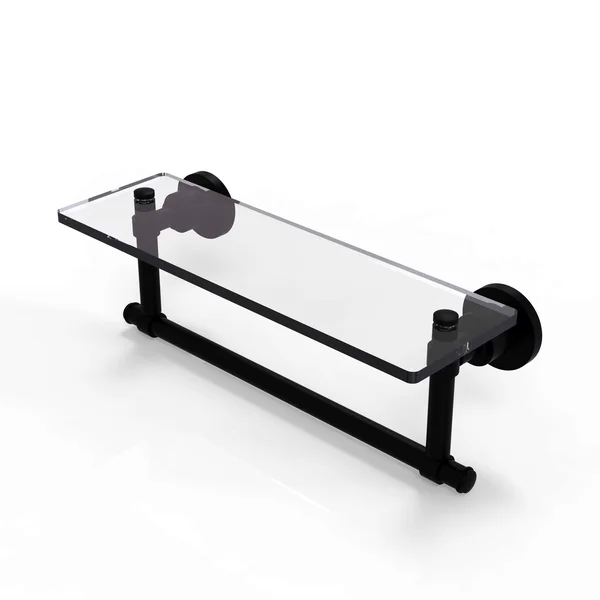 Allied Brass Washington Square Collection 16-inch Glass Vanity Shelf with Integrated Towel Bar - Black
