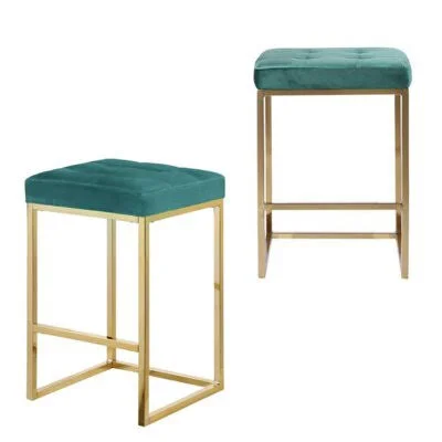 Boon 26x22 Counter Stool Everly Quinn Upholstery: Teal, Pack Size: 2