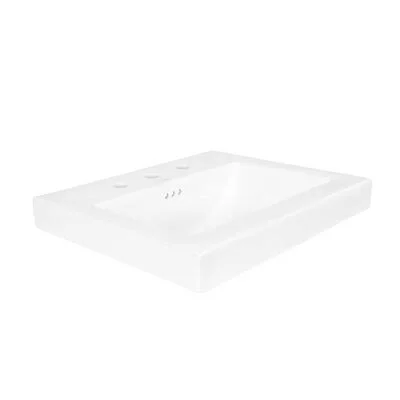 Ronbow 216624-8-WH Ceramic Rectangular Vessel Bathroom Sink with Overflow Top Finish: White - Faucet Mount: 8x22 Widespread