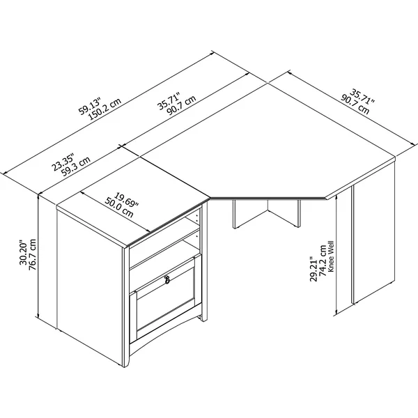 Bush Furniture Buena Vista 60W Corner Desk with Storage in Serene Cherry