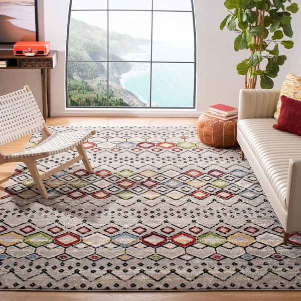 Safavieh Amsterdam AMS108K 5&1x22 x 5&1x22 Square Ivory, Multi Area Rug