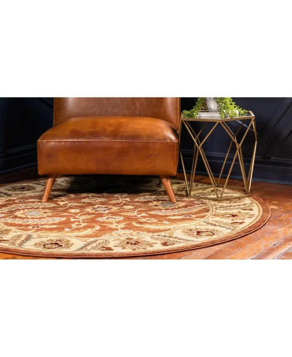 Unique Loom Hickory Voyage Rug (Brick Red - 6& x 6& Round)