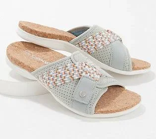 Spenco Orthotic Perforated Slide Sandal - Bonaire - Size 6-1/2 Wide, Mercury