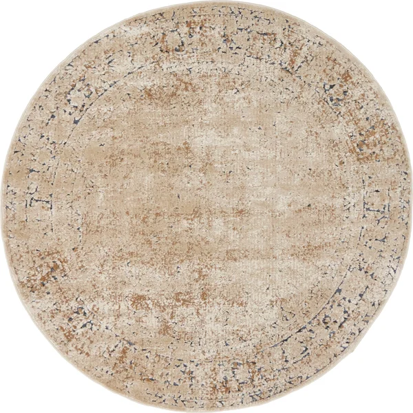 Unique Loom Jefferson Chateau Area Rug (4& x 4& Round - Beige)