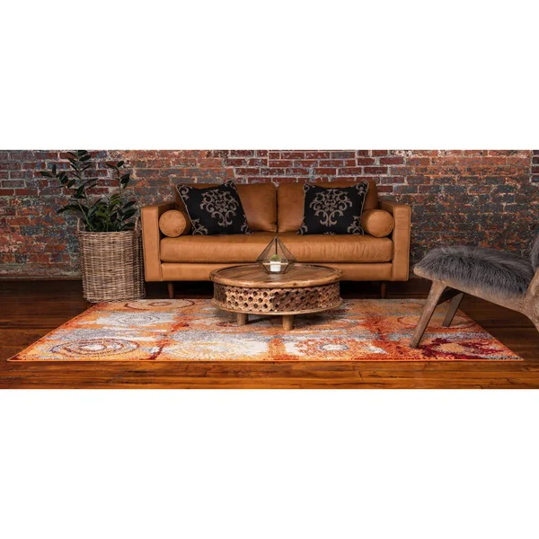 Unique Loom Sierra Estrella Area Rug (9& x 12& - Orange)
