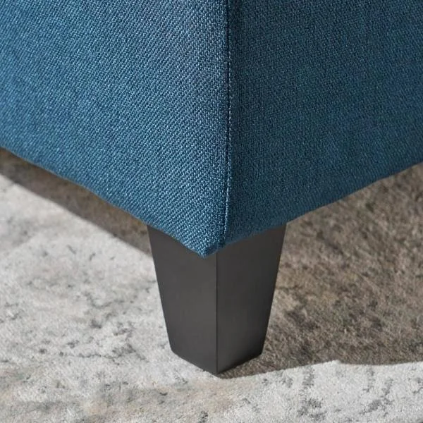 Noble House Mission Dark Blue Storage Fabric Ottoman Bench