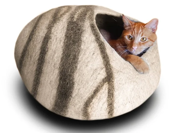 MEOWFIA Premium Felt Cat Cave Bed Large - Eco Friendly 100% Merino Wool Bed for
