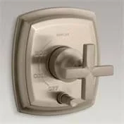 Kohler K-T98759-3-BV Margaux Rite-Temp Pressure-Balancing Trim with Push-Button Diverter and Cross Handles - Valve Not Included V