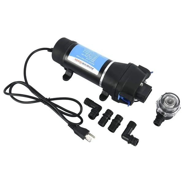 Amarine-made AC 110V Self Priming Water Pressure Diaphragm Pump 17LPM/4.5GPM AMPS:1.0A, MAX.AMPS:1.8A Press Setting:40PSI/2.8bar