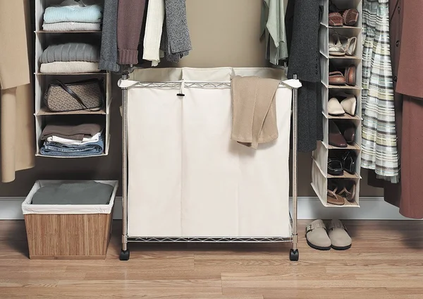 Whitmor Supreme Laundry Sorter with Canvas Bag, Silver, 14in x 29.88in x 8.82in
