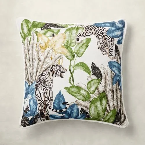 Tropical Jungle Print Pillow COVER - 22 x 22