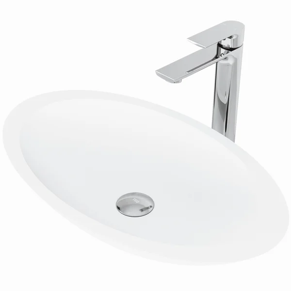 Vigo Wisteria Matte Stone Vessel Bathroom Sink Set with Norfolk Faucet VGT1283