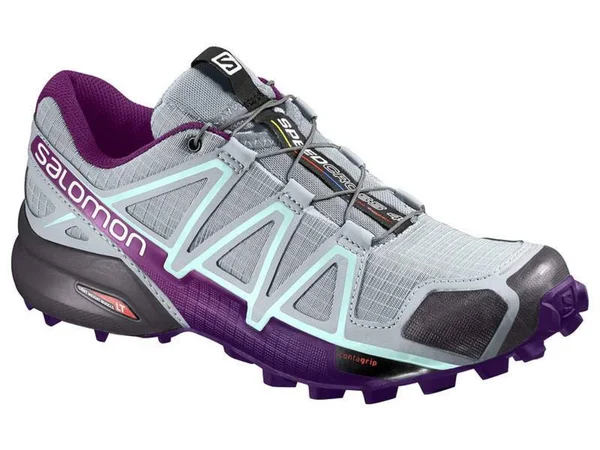 Salomon Women's Speedcross 4 Running Trail Shoes Quarry, Acai, Fair Aqua 5.5