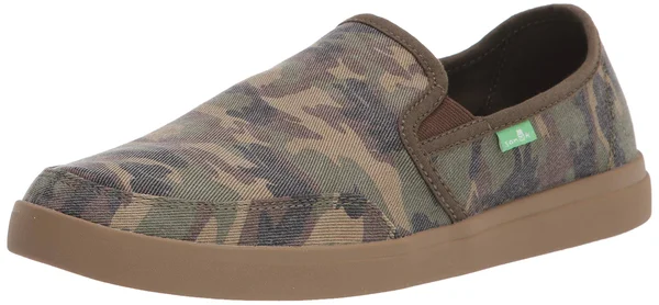 Sanuk Men's Vagabond Camo Slip on Sneaker Woodland Camo Washed Canvas Size 8 M