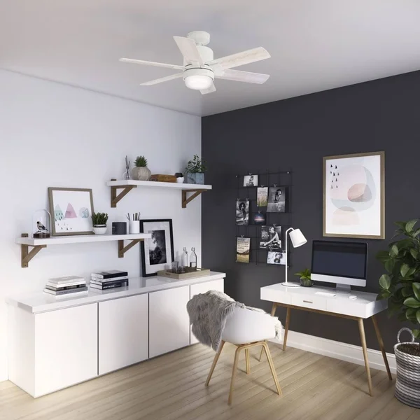 Hunter 50955 Radeon Smart Fan with LED Light 44 inch Ceiling Fan in Matte White