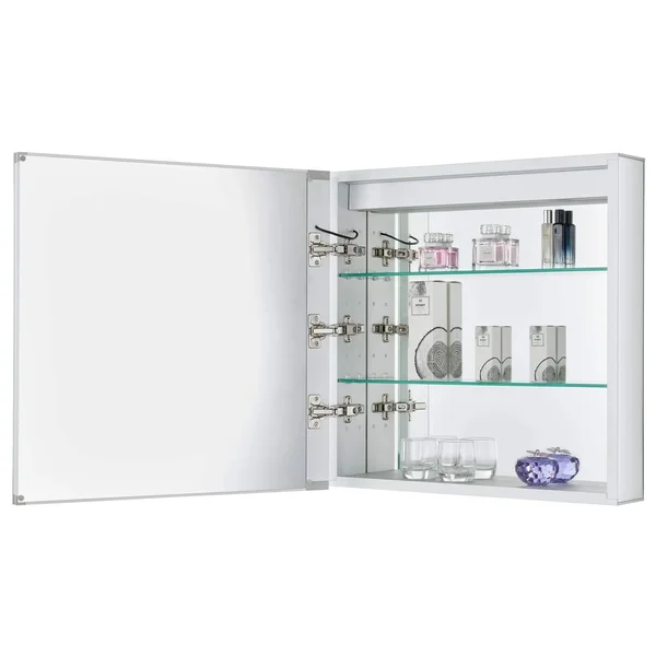 Bathroom Medicine Cabinet, Aluminum, Recessed/Surface Mount, 24 inch x 30 inch, 2 Door Hinged, Mirrored w/ 2 LED Strips, Size: 2
