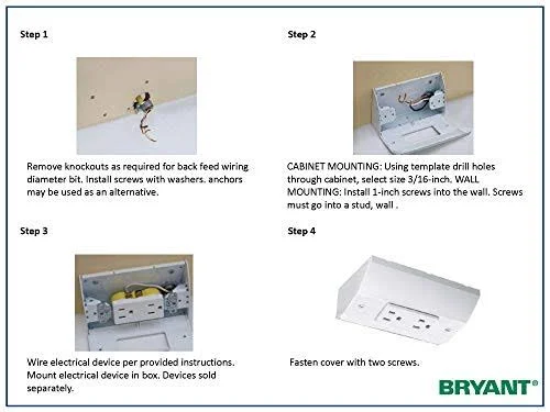 Hubbell TradeSelect Metal Under Cabinet/Counter Power Distribution GFCI Fit Box RU200W