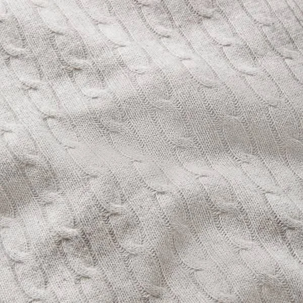 Ralph Lauren Cable Cashmere Throw Blanket - Heather Gray