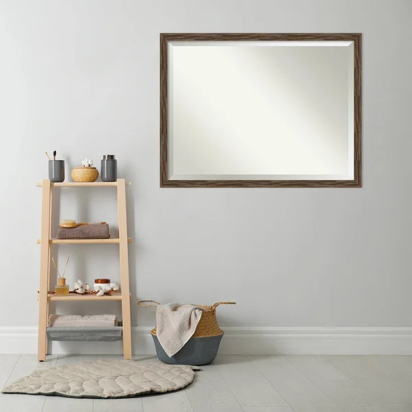 Amanti Art Regis Barnwood Mocha Narrow Frame Collection 20.62-in Matte Brown Rectangular Bathroom Mirror, DSW5247139