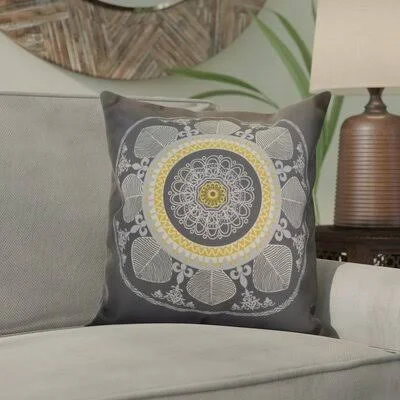 Bungalow Rose Soluri Stained Glass Geometric Outdoor Throw Pillow Size: 18x22 H x 18x22 W x 2x22 D, Color: Gray