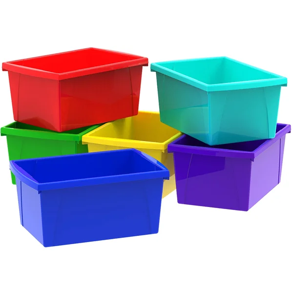 Storex 5.5 Gallon (21L) Classroom Storage Bin, Assorted Colors, 6-Pack