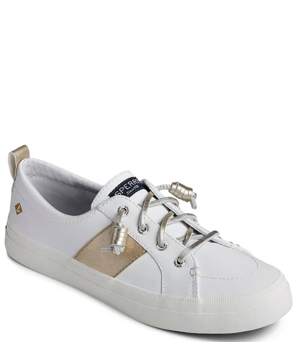 Women's Sperry Crest Vibe Metallic Sneaker White/Gold - Size 8.5M
