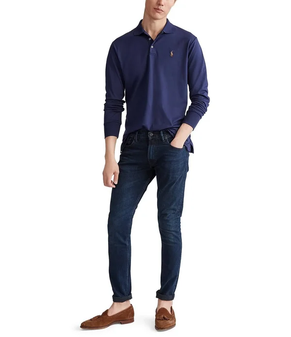 Polo Ralph Lauren Men's Long Sleeve Soft Cotton Polo Shirt Polo Black
