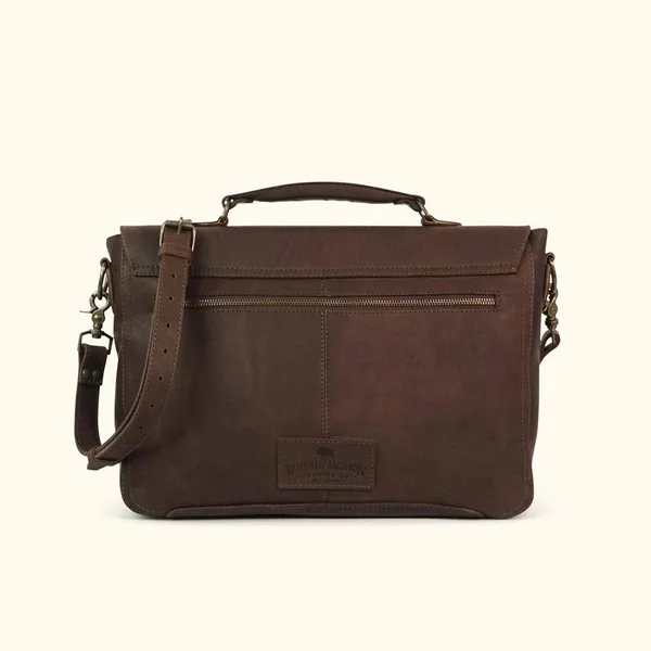 Denver Leather Laptop Messenger Bag, Dark Briar