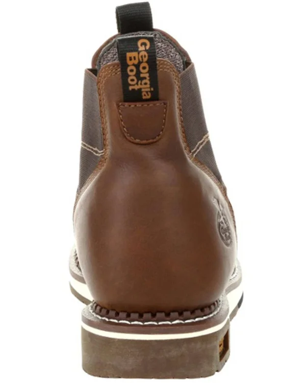 Men's Brown Georgia Boot Wedge Waterproof Chelsea Work Boot Size 7.5