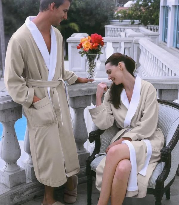 Plush Necessities Spa Robe - Luxury Microfiber Terry - Men's Best Hotel Bathrobe, Beige, 3XL