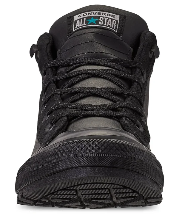 Converse Chuck Taylor All Star Street Leather Mid Mens Sneakers, 12 Medium, Black