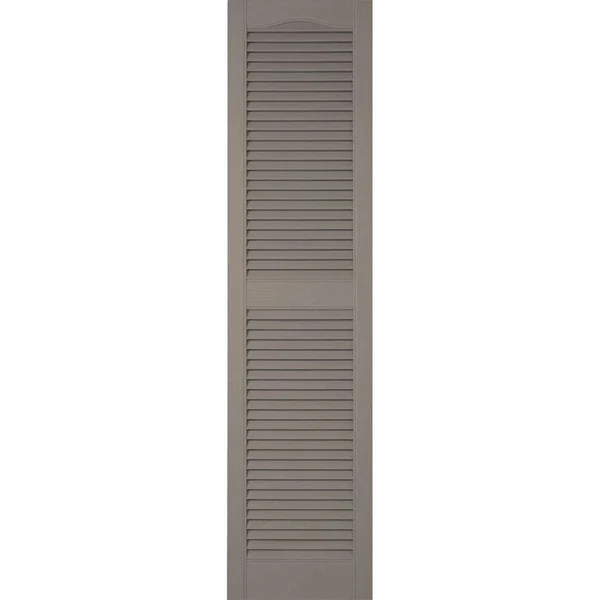 18x22W x 43x22H Lifetime Vinyl, Custom Cathedral Top Center Mullion, Open Louver Shutters, w/Shutter-Loks (Per Pair), Clay
