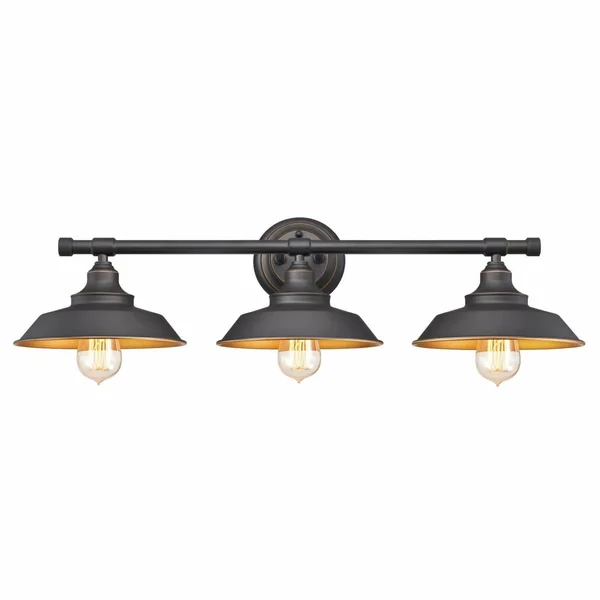 Westinghouse 6344900 Iron Hill 30x22 Wide 3 Light Bathroom Vanity Light with Metal Oil Rubbed Bronze