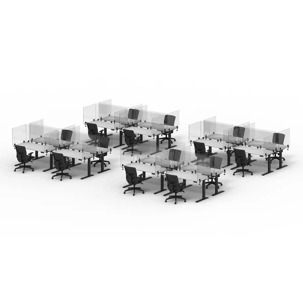 Office Accents Antimicrobial Desktop PANEL - Protective Acrylic Shield & Sneeze Guard Desk Divider, Clamp-On - Frosted - 24x2