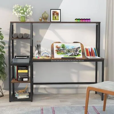 Desk with Hutch Inbox Zero Color: Black