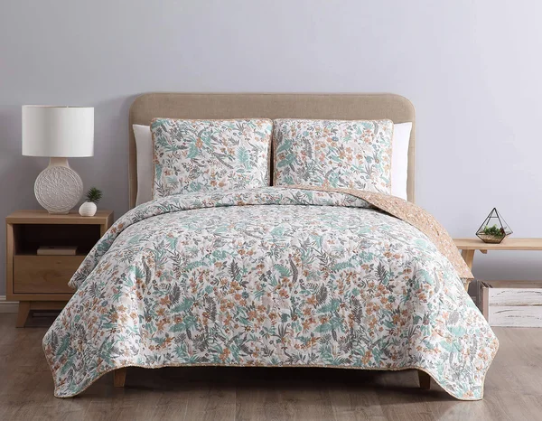 Morgan Home Fashions Gertrude Peach Reversible Quilt Set Multi King