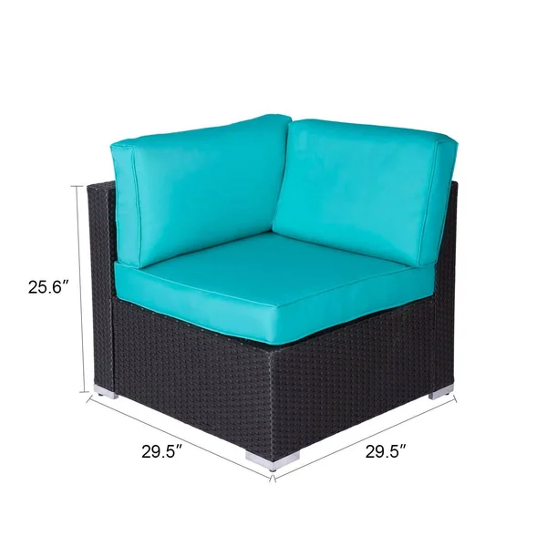 Kinbor 2-Piece Outdoor Furniture Patio Love Seat All-Weather Sectional Wicker Corner Sofa - Red - 59in x 29.5in x 24.8in