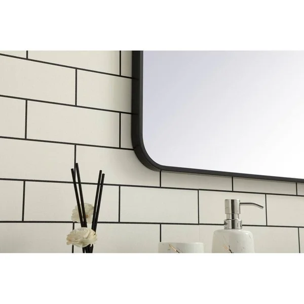 Ezra Soft Corner Metal Rectangular Mirror - Blue - 36x22 x 40x22