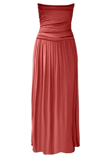 Bandeau Maxi Dress, Rust, Size 6