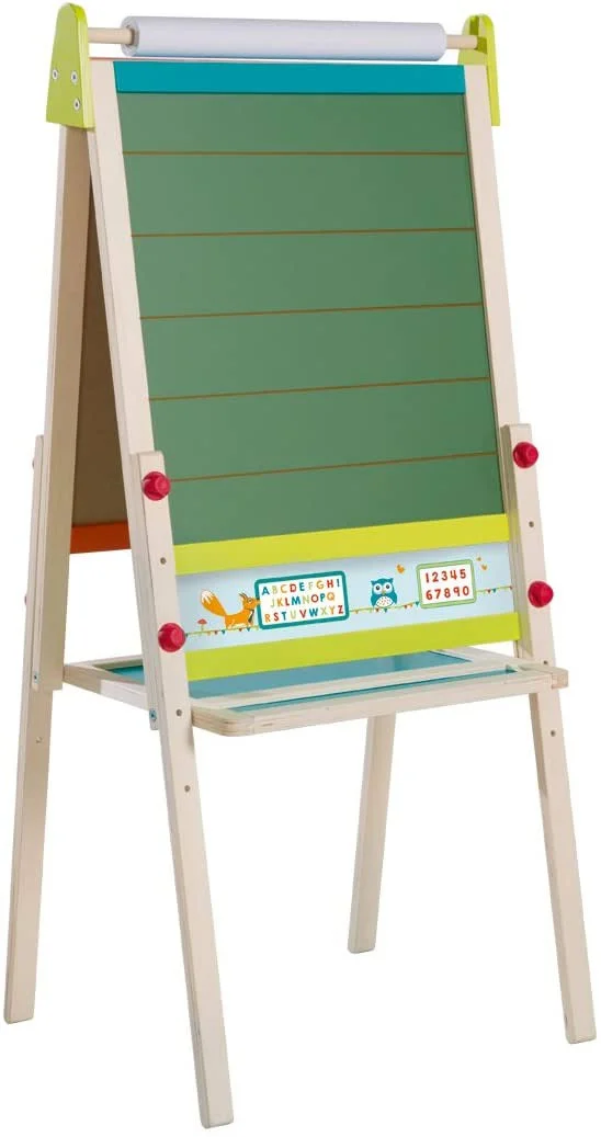 Roba ABC Owl Board, Height-Adjustable Standing Board with Writing Board Lined & Magnetic Drawing Board, ABC & Shelf, Chi
