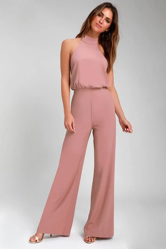 Pink Halter Jumpsuit, Womens, Small, Lulus Exclusive