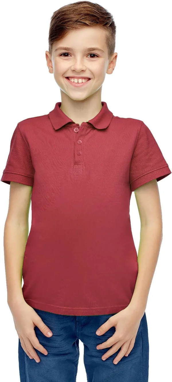 Case of Boys& Burgundy Short Sleeve Polo Shirt - Size 20